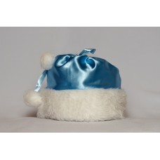 Шапка Снегурочки с мехом, голубая, атлас  №4919.291