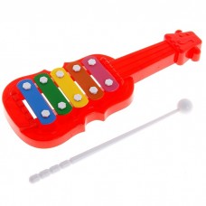 Металлофон, "Гитара", пластик, размер: 1,5 × 7 × 21,5 см, цвет: красный №4714.40