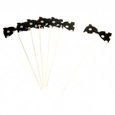 Карнавальная маска на палочке "Бабочка" в горох цвет черный, набор 6шт ,  11х32см №4741.50