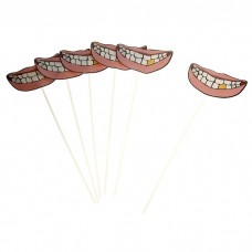 Карнавальная маска на палочке "Золотой зуб"  , набор 6шт ,  12х33см №4704.50