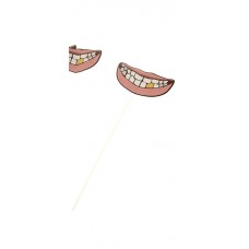 Карнавальная маска на палочке "Золотой зуб" , 1 шт,  12х33см №4704.50