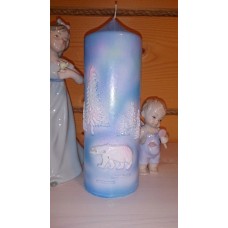 Свеча столбик Белый Медведь 6,0 х 15,5 см, голубая  №4462.250