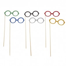 Карнавальный аксессуар на палочке очки "Круглые", цвета в ассортименте Размер: 6х23см №4169.15