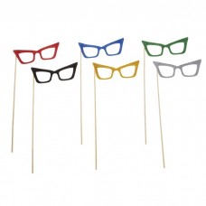 Карнавальный аксессуар на палочке очки "Угрюмые",  цвета в ассортименте Размер: 6х23см №4173.15