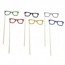 Карнавальный аксессуар на палочке очки,  цвета в ассортименте Размер: 6х23см №4176.15