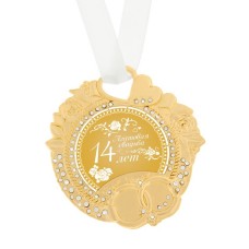 Медаль свадебная "Агатовая свадьба " 14 лет  8 × 8,5 см, металл №3922.234