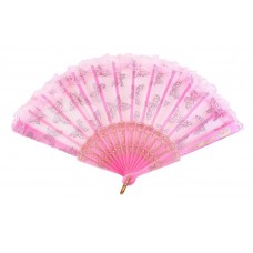 Веер "Ажур бабочки", розовый 24см №3660.60