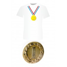 Футболка белая с нанесением прессованная Медаль р-р L форма круг, размер: 2,5 × 12 × 12 см №3705.153