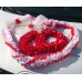 Комплект для украшения машины (Лента на капот- 1шт (бело/красная), украшение на радиатор (красный)  1шт, банты на зеркала или ручки- 2шт(бело/красные), кукла) №3454_2.906