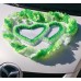 Комплект для украшения машины (Лента на капот- 1шт, украшение на радиатор 1шт, цветы на зеркала или ручки- 2шт, Ёжики) цвет: бело/салатовый/зеленый  №3466_5.801