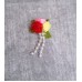Цветочки с листиками, бусинами, цвет: красный-желтый-розовый,  размер: 2,5 х 4 см №3348.120
