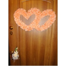 Два сердца для украшения квартиры, зала, стен, штор шелк цвет: персик №2802.110