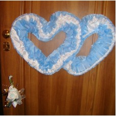 Два сердца для украшения квартиры, зала, стен, штор шелк  цвет: голубой с белым №2808.110