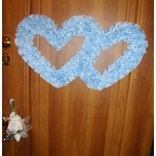 Два сердца для украшения квартиры, зала, стен, штор шелк  голубой №2809.110