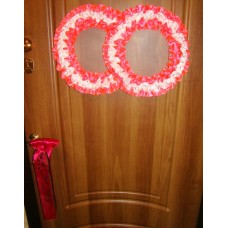 Два кольца для украшения квартиры, зала, стен, штор атлас цвет: ярко-розовый с белым №2817.101