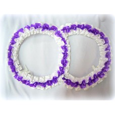 Два кольца для украшения машины атлас цвет:фиолетовый с белым №2819.101