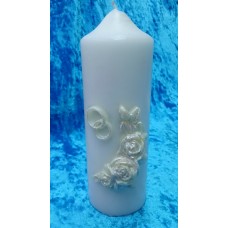 Свеча Маркиза, 6х15,5 см, белая, цветы айвори, время горения 40 ч №2932.208