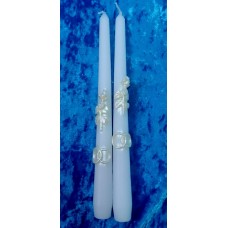 Набор свечей Маркиза,2штуки, 2,3х25 см, цвет: белый, цветы айвори, время горения 8 ч №2932.98