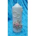 Свеча "Свадебные цветы", 7х18,5 см, цвет: белый с розовыми цветами, время горения 85 ч №2950.351