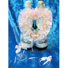 Украшение на шампанское и бокалы "Сердце" SvetikFantasy Цвет: розовый №5476.400