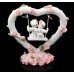 Сувенир "Два ангелочка на качелях в сердце с венком из роз №6154