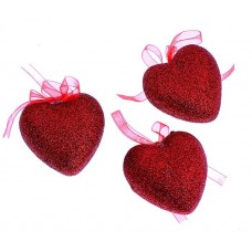 Сердце сувенирное подвеска блестки набор 3 штуки размер: 6 см №569.31 
