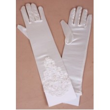 Перчатки с бусинами и пайетками цвет: белые, айвори №61.210 