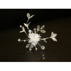 Шпильки Цветочек, бусинки белая с серебром №59.105 