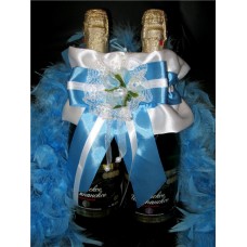 Украшение на шампанское SvetikFantasy белый с голубым №54.307 