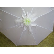 Зонт - трость белый Роза- Розовая без пера №18.520