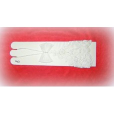Перчатки сетка Белые с бисером, стеклярусом 18см №468.318