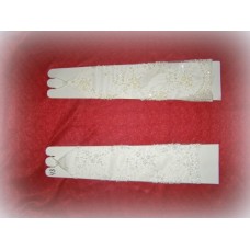 Перчатки  сетка бисер, стеклярус Цвета: Айвори, Белые 39,5см №489.584