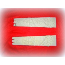Перчатки  бисер, стеклярус Цвета: Айвори, Белые 37см №491.584