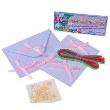 Набор для квиллинга "Сделай открытку", с полосками, с розовым бантом Размер: 14х20см