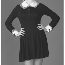 Платье школьное СССР трикотаж черное БЕЗ белых манжет и воротника размер44 рост 164 №149.761