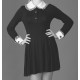 Платье школьное СССР трикотаж  черное с манжетами и воротником размер46 рост 176 №149.989