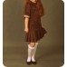 Платье школьное СССР коричневое трикотажное в складку размер46 рост 170 без фартука №151.1750